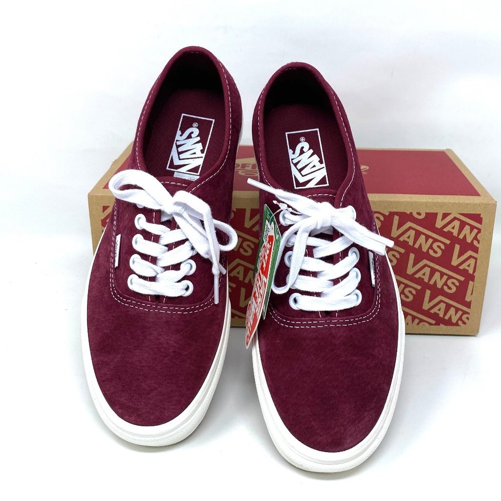 VANS Womens Size VN0A5HZS9G8 Authentic Pig Suede Pomegranate Red Low Top Sneaker - Picture 2 of 10